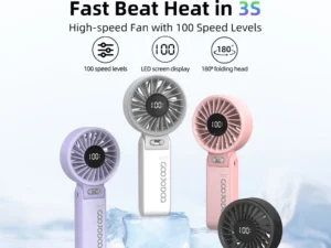 【Bảo hành tại địa phương】 GOOJODOQ Quạt gấp 3 trong 1 180° im lặng 100 cấp độ có thể điều chỉnh siêu năng lượng gió Quạt di động Màn hình LED