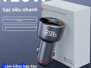 Sạc Xe Hơi 120W Sạc Siêu Nhanh Thích Hợp Cho Xiaomi Apple Điện Thoại Di Động Xe Thuốc Lá Bật Lửa Một