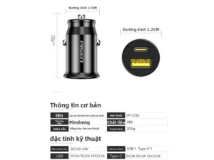 Pinsheng Sạc Xe Hơi Sạc Nhanh Điện Thoại Di Động 12V Thuốc Lá Bật Lửa Chuyển Đổi Cắm usb Xe Một Cho