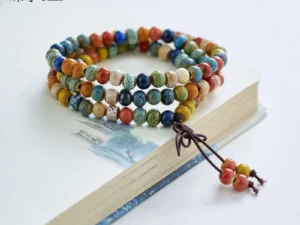 2024 Phong Cách Mới Vòng Tay Gốm Nữ Nhiều Màu Hạt Trang Sức Thời Trang Quà Tặng Cho Bạn Gái Vòng Tay Ba Vòng Tròn Hạt