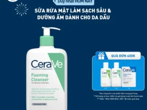 Sữa rửa mặt foaming giúp làm sạch sâu và dưỡng ẩm dịu nhẹ dành cho da dầu - CeraVe Foaming Facial Cleanser 473ML