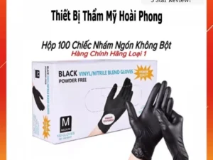 Hộp 100 Chiếc Găng Tay Đen Cao Su Không Bột Bao Tay Cao Su Không Bột Đen Nhám Làm Tóc Thẩm Mỹ Spa Phun Xăm Hàng Loại 1