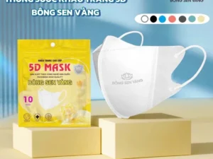 Thùng 500 Khẩu Trang 5D Bông Sen Vàng Cái 3 Lớp