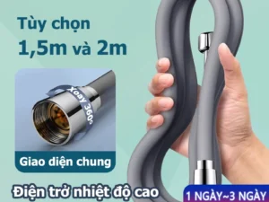 Dây vòi sen bằng silicon mềm chất lượng cao- xoay 360°- chống rối- áp suất cao- dài 1-5m- dài 2m- phụ kiện phòng tắm