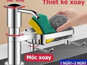 Bình đựng nước rửa chén gắn bồn rửa có chân đế- bơm xà phòng rửa chén tự động kèm bộ ống silicon dài 1m