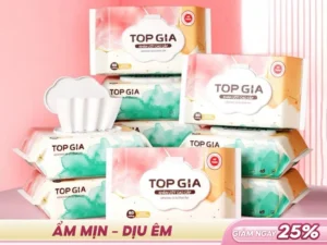 Thùng khăn ướt Topgia 80 tờ không cồn không parabens cao cấp dành cho mẹ và bé