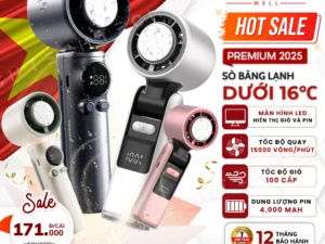 [XẢ HÀNG] Quạt Cầm Tay Mini Tốc Độ Gió Siêu Mạnh Pin 5000mAh- Quạt Sò Lạnh Gập Gọn 180 Độ + Đèn Pin