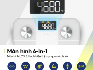 Cân dien tu sức khỏe Đo thông minh 20 chỉ số cơ thể Ứng dụng kết nối Bluetooth Sạc USB phu hop moi lua tuoi