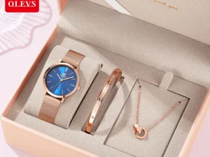 OLEVS Bộ Đồng Hồ nữ Chính hãng dây đeo bằng thép không có chống thấm chức năng phát sáng lịch 5869