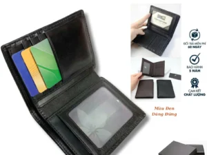 Ví Nam Da Cao Cấp  Leather Dáng Đứng -Ví Tiền Nam Chất Da Bò KT 9x12cm Nhiều Ngăn Đựng Card Và Giấy Tờ - Bumblebee