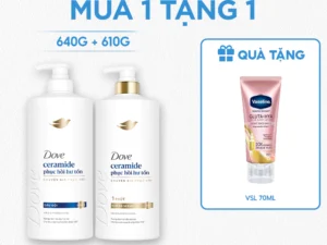 Combo Dầu Gội- Kem Xả Dove Ceramide Phục hồi hư tổn/Biotin Ngăn gãy rụng tóc mới 640g- 610g